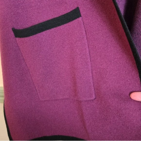 State Fusio Merino Wool Cashmere Womens Cardigan Berry Hooded Sweater Medium - Picture 6 of 12